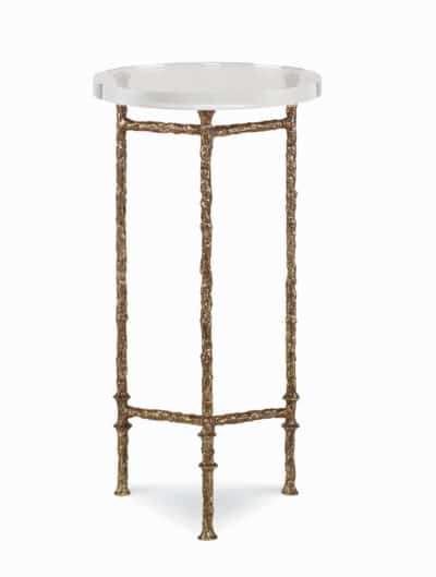 Round Acrylic and Cast Bronze Side Table
