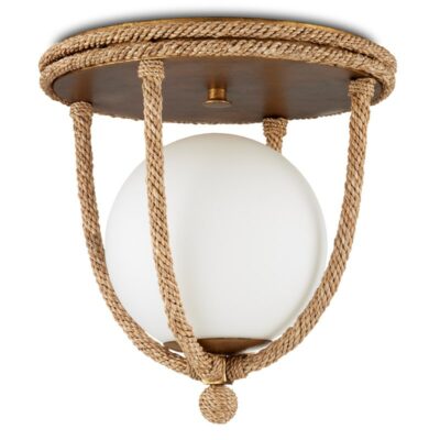 Rope Flush Mount with White Globe