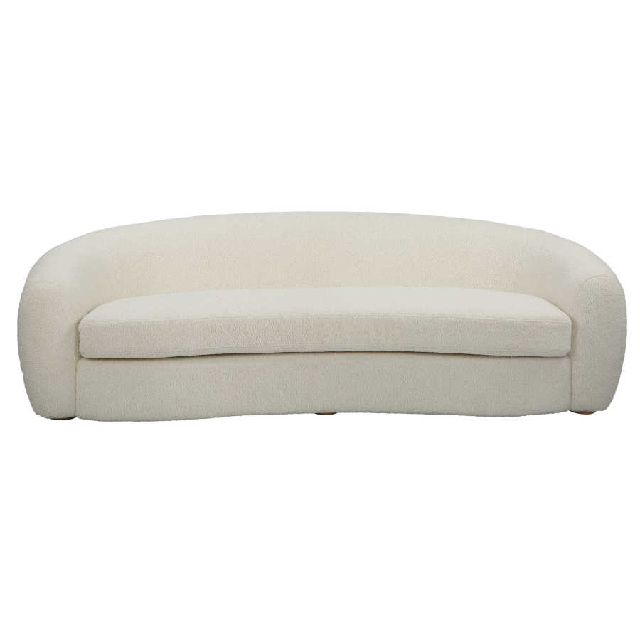 Deco Style Off White Faux Shearling Sofa