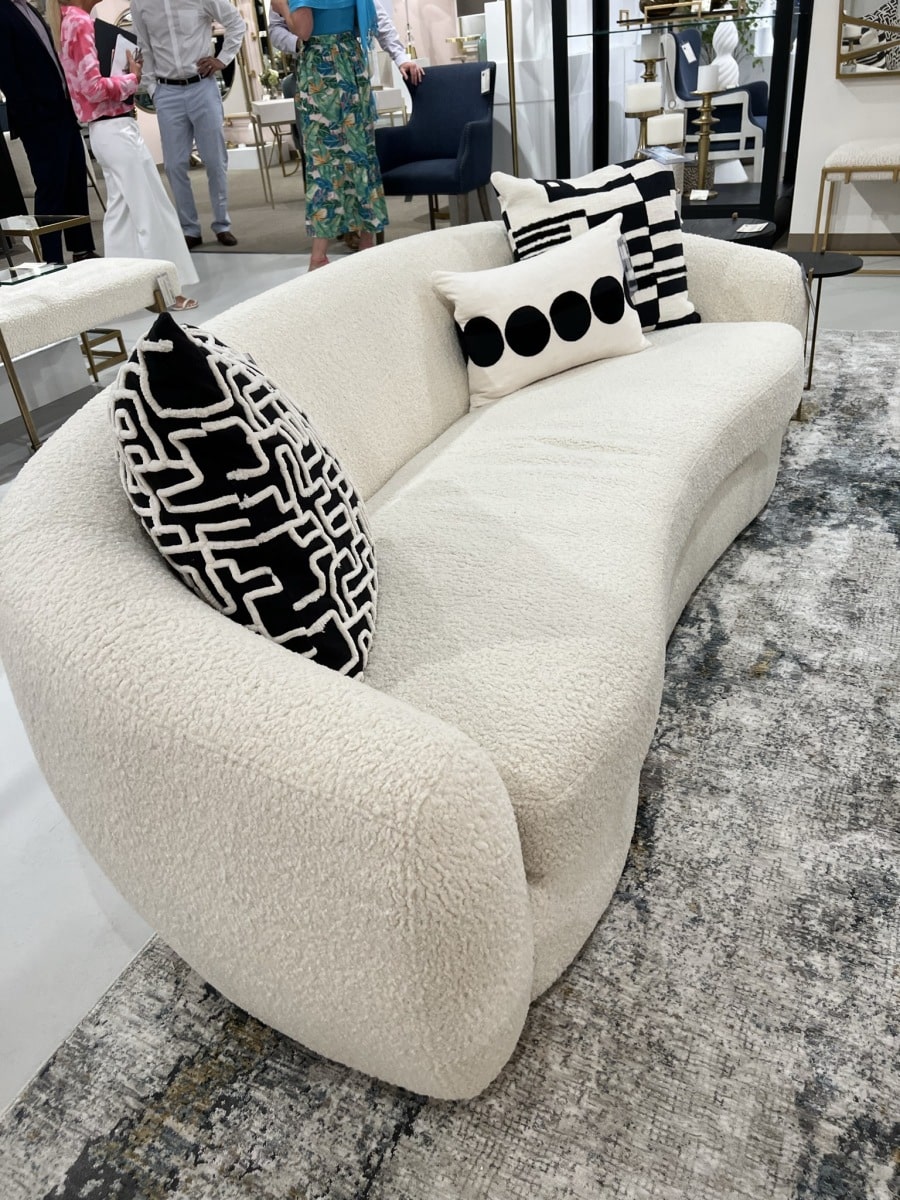 Deco Style Off White Faux Shearling Sofa