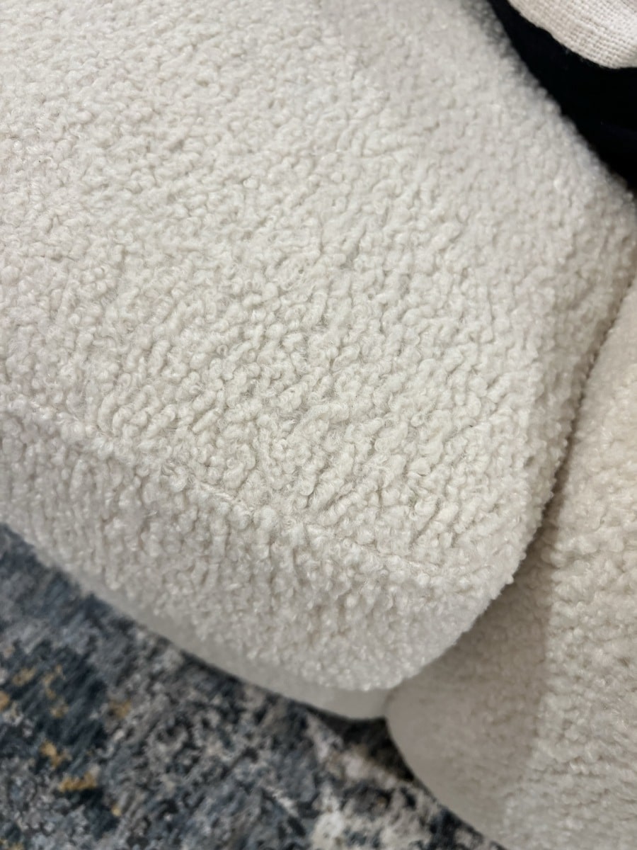 Deco Style Off White Faux Shearling Sofa