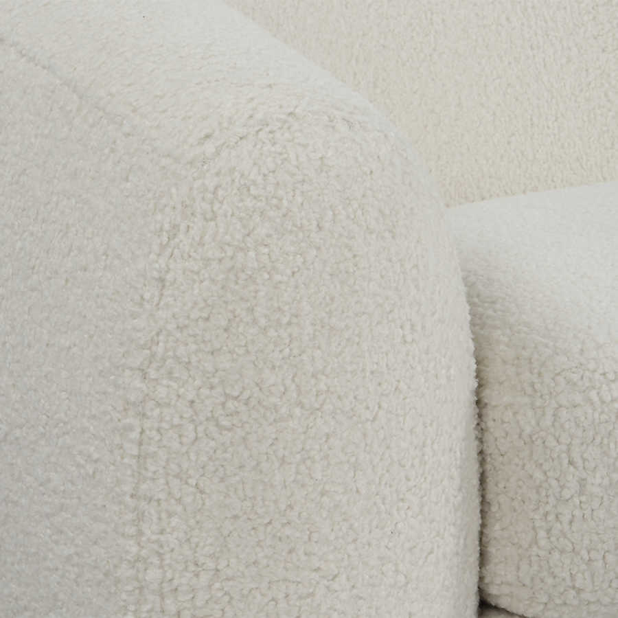 Deco Style Off White Faux Shearling Sofa