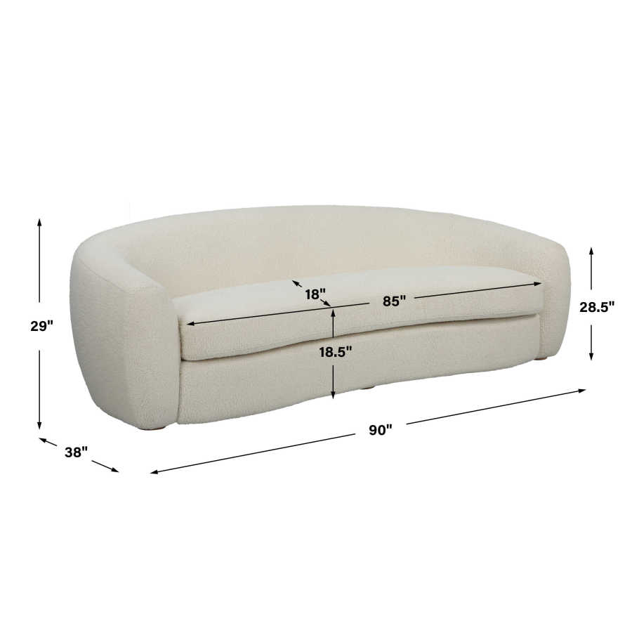 Deco Style Off White Faux Shearling Sofa