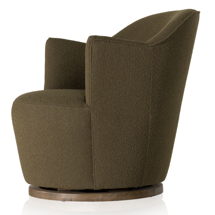Olive Green Boucle Petite Swivel Chair