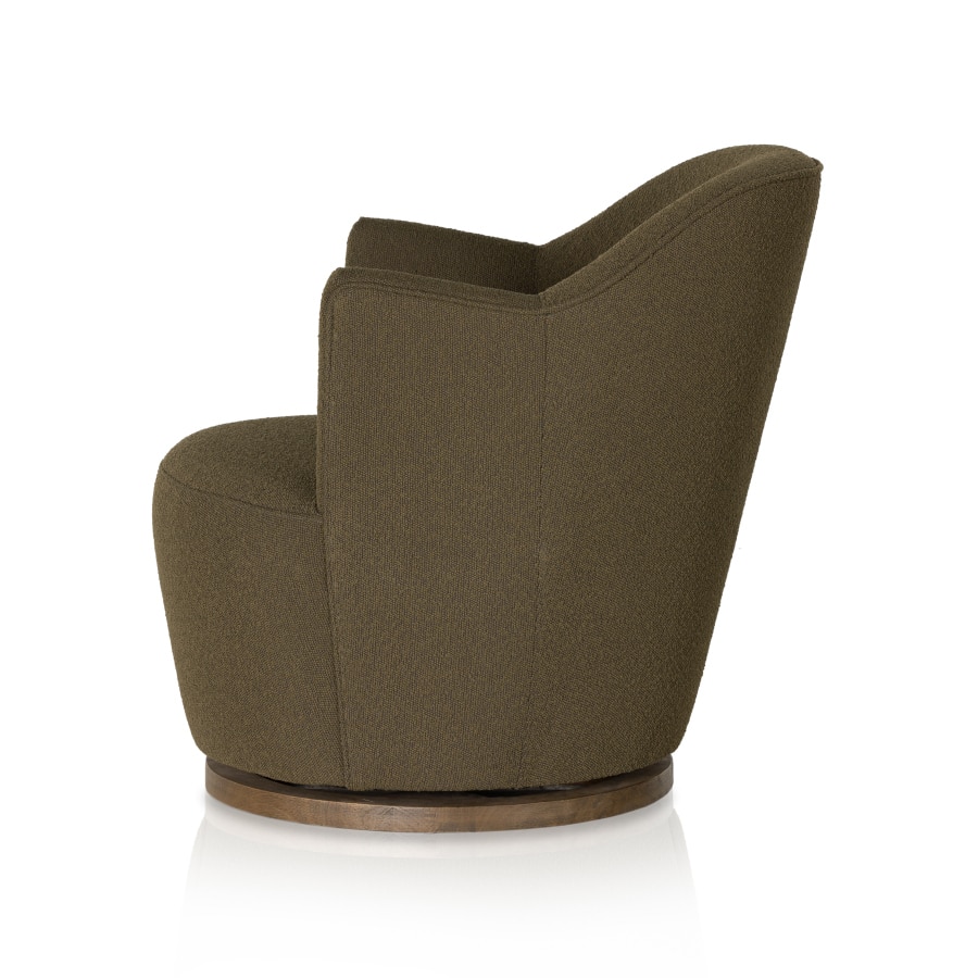Olive Green Boucle Petite Swivel Chair