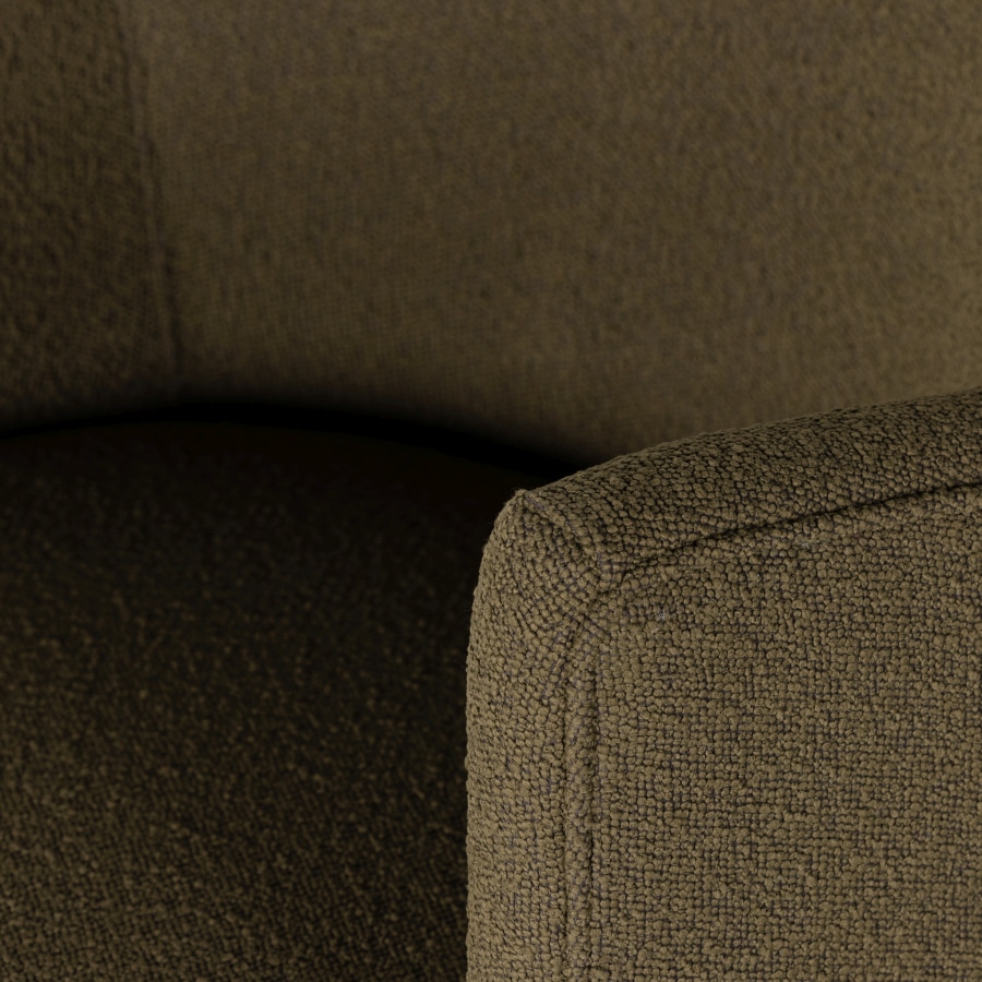 Olive Green Boucle Petite Swivel Chair