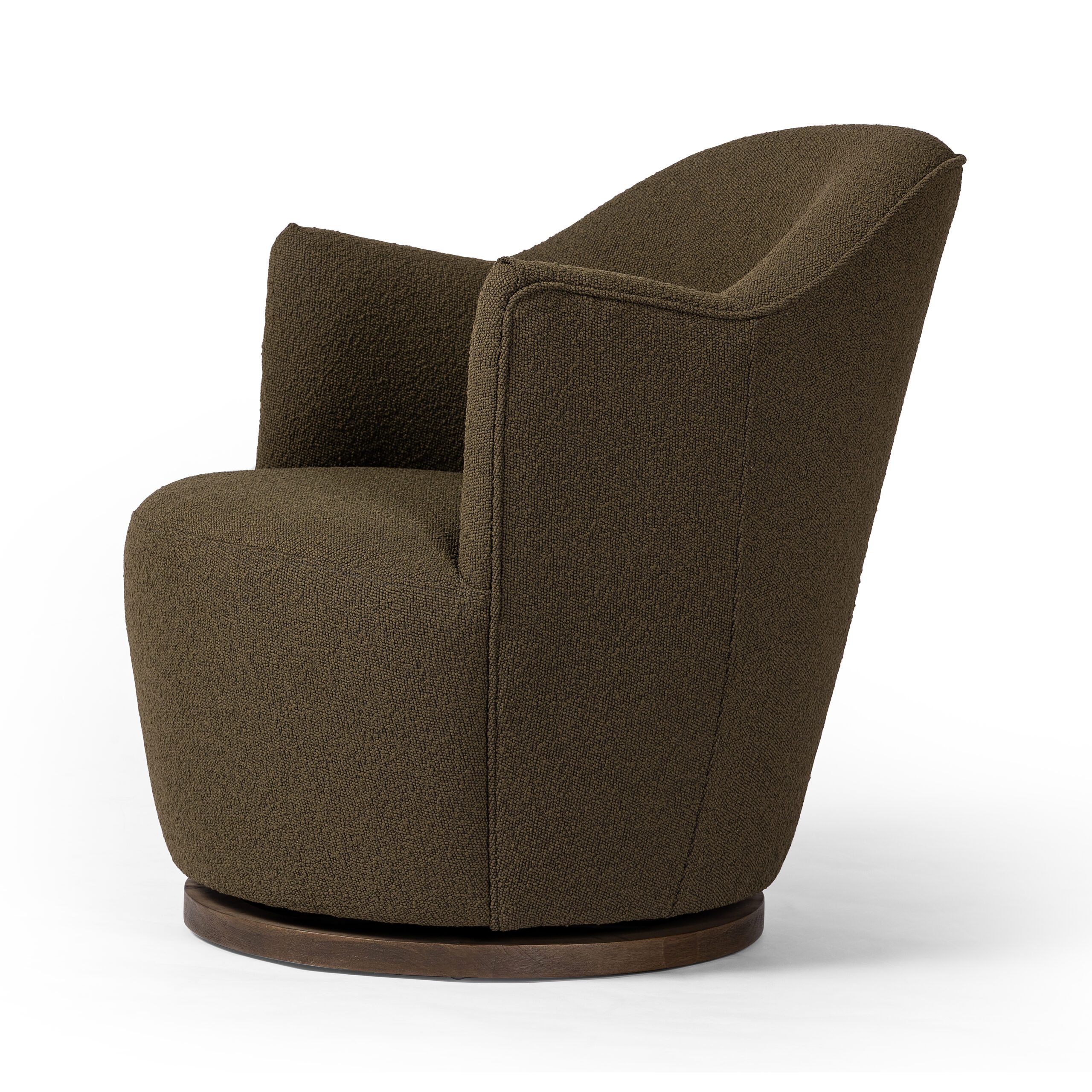 Olive Green Boucle Petite Swivel Chair