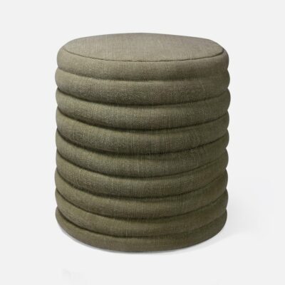Round Jute Stool with Horizontal Tufting