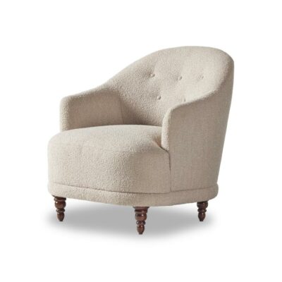 Modern Tufted Turned Leg Curved Chair