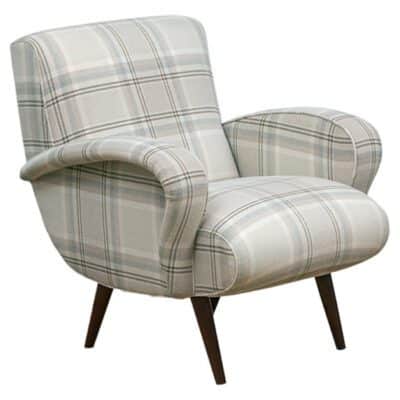 Mid-Century Style Plaid Club Chair