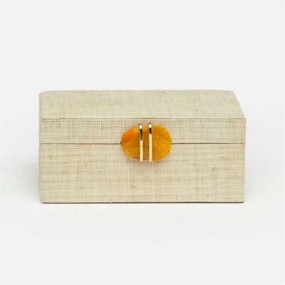 Bleached Raffia Box with Agate Closure
