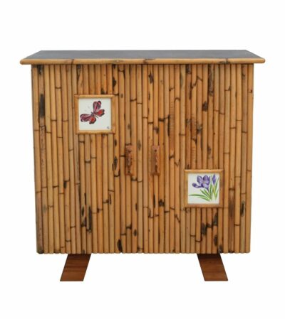 Small Vintage French Bamboo Cabinet