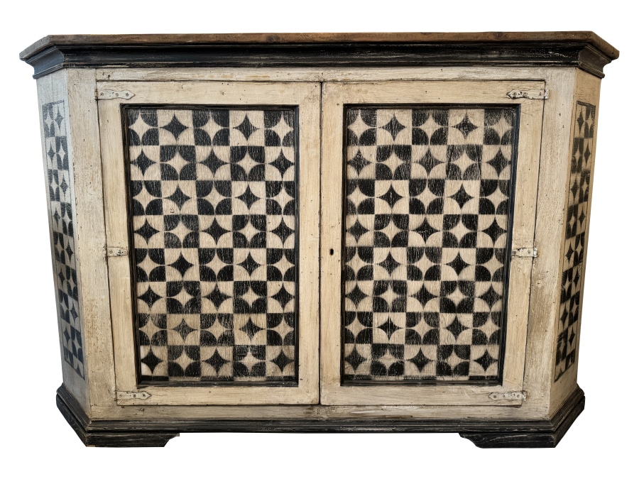 Antique Italian Painted Black and White Cabinet