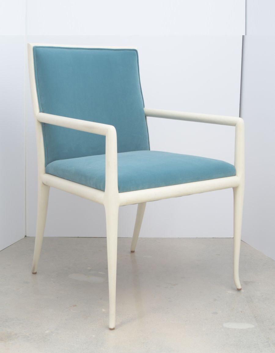 Ivory Voss Arm Chair with Teal Upholstery