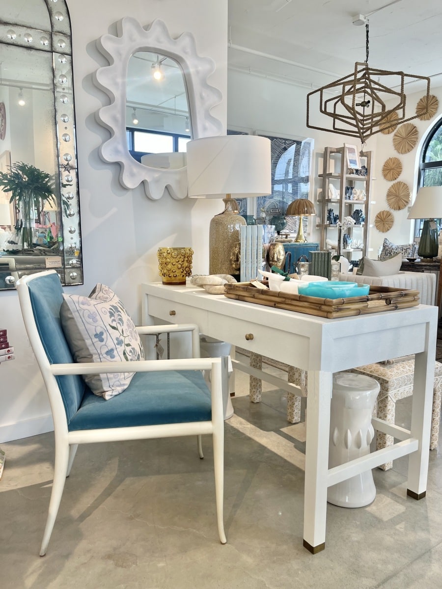 Ivory Voss Arm Chair with Teal Upholstery