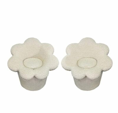 Pair of Art Deco Style Boucle Flower Chairs