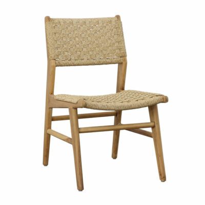 Outdoor Teak and Faux Rattan Dining Chair