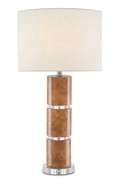 Birdseye Maple and Crystal Table Lamp
