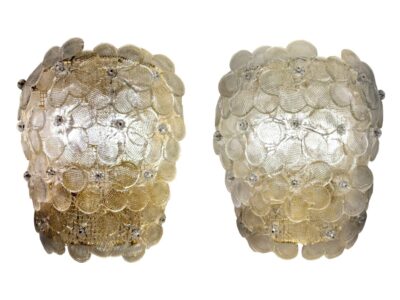 Pair of Vintage Ice Flower Sconces