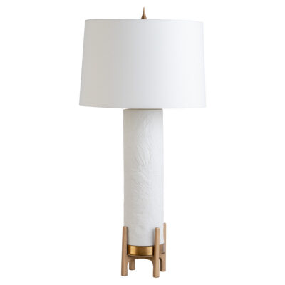 Ceramic Fossil Column Lamp on Tripod Base