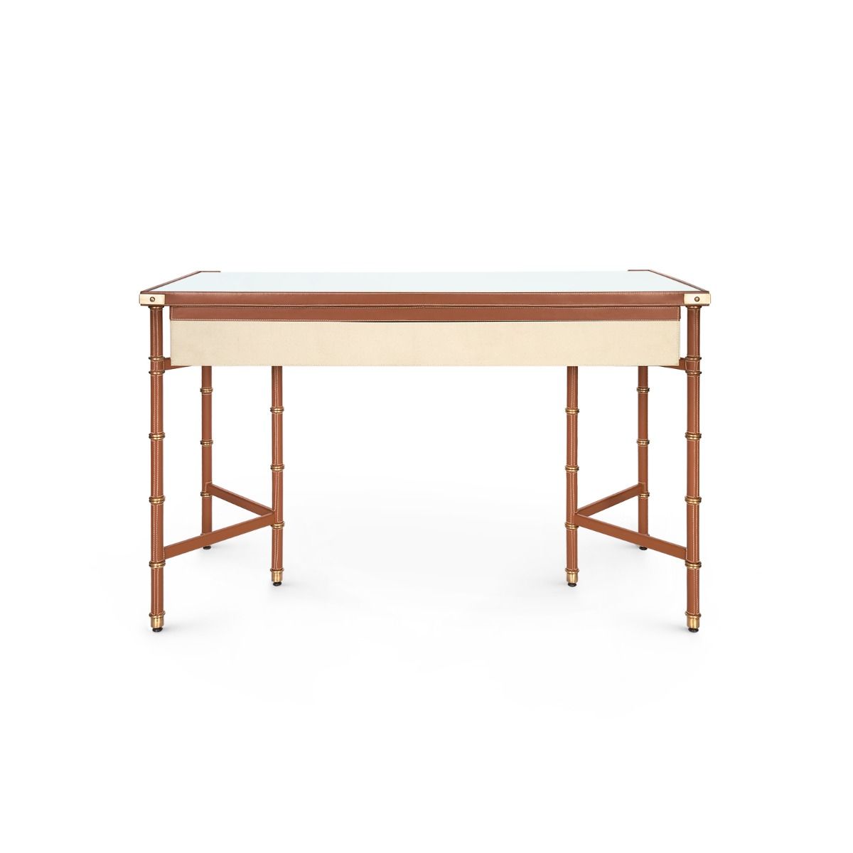 Stitched Leather and Canvas Desk