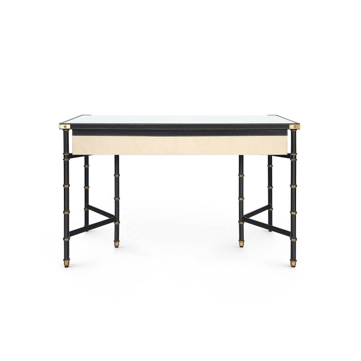 Stitched Leather and Canvas Desk