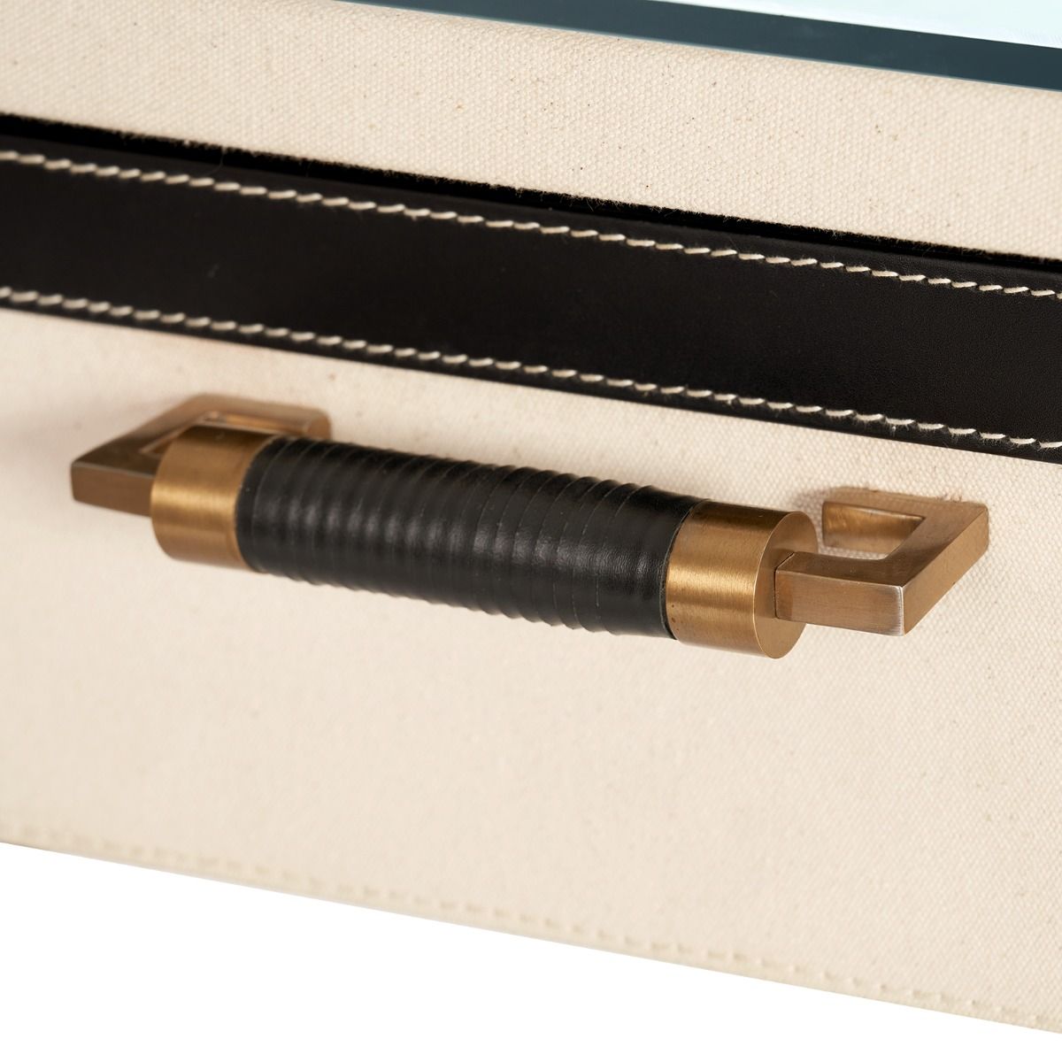 Stitched Leather and Canvas Desk
