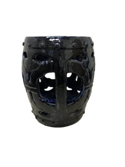 Round Dark Blue Rivet Garden Stool