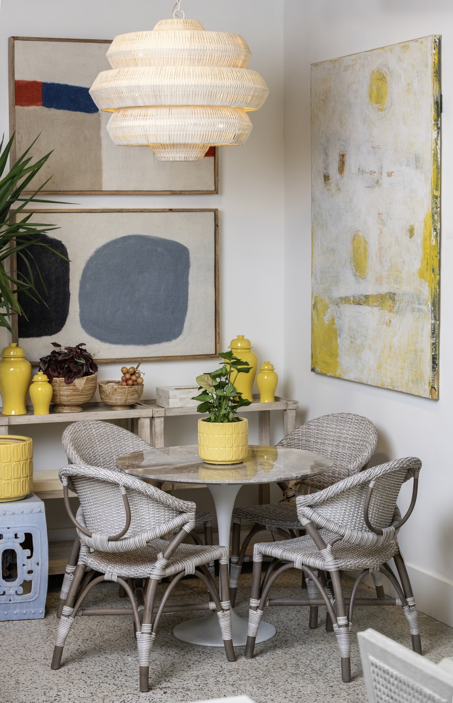 Close-up of Riviera Dining Chair with rattan frame and synthetic wrap, showcasing its elegant design and limited availability.