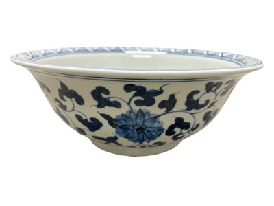 Blue and White Ceramic Floral Bowl