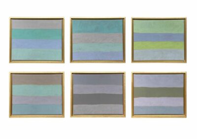 Collection of six framed color study original art pieces by Michele Feder, oil on canvas.