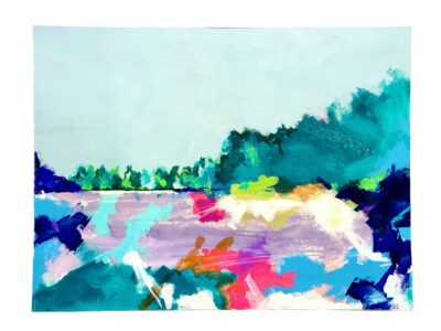 Abstract painting in vibrant colors on canvas by Alan R. Smith from Dallas.