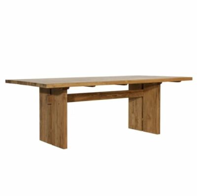 Outdoor Reclaimed Teak Dining Table in Natural Rustic Finish, Side Profile