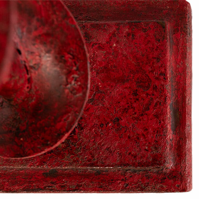 Pair of Tall Red Painted Iron Spiral Lamps - Image 5
