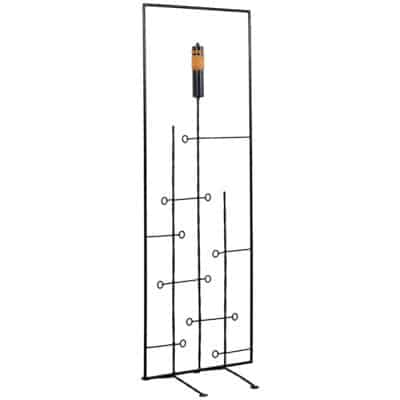 Vintage iron screen with rope accents, mid-century design, front view.