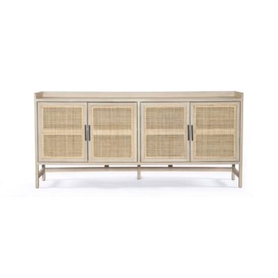 Striking Mango Wood Sideboard, fronted by elegant cane doors, exuding warmth and sophistication in natural or black mango wash.