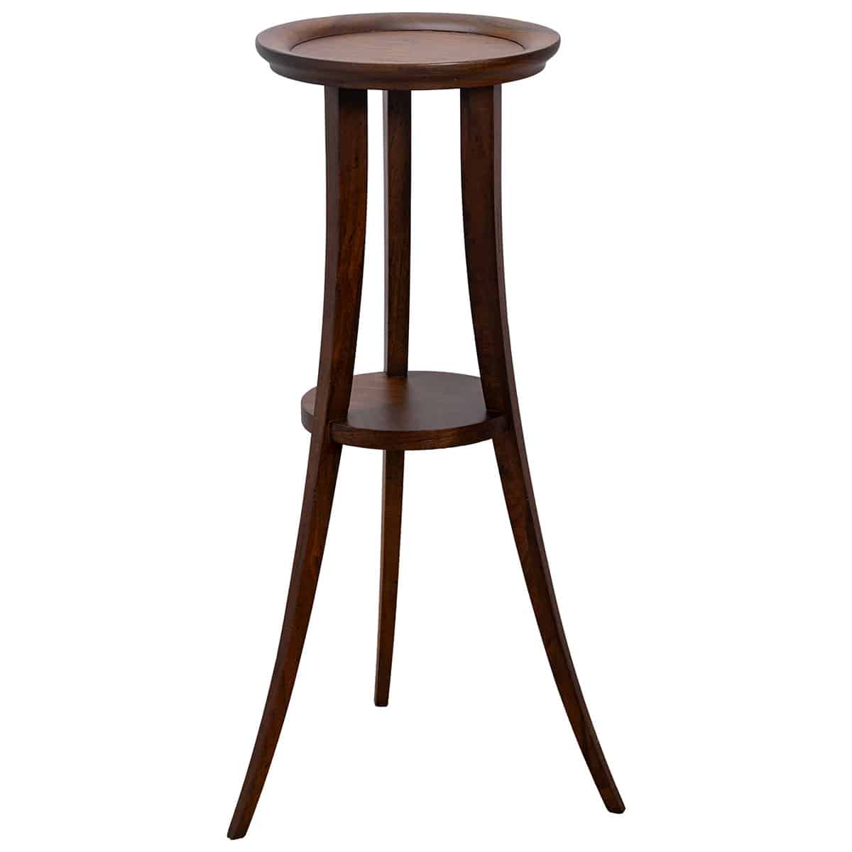 Close-up of a Salon Walnut Directoire Style Side Table in French Wax Finish, showcasing its elegant design and rich wood texture.