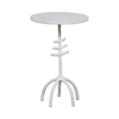 Round Textured White and Marble Side Table