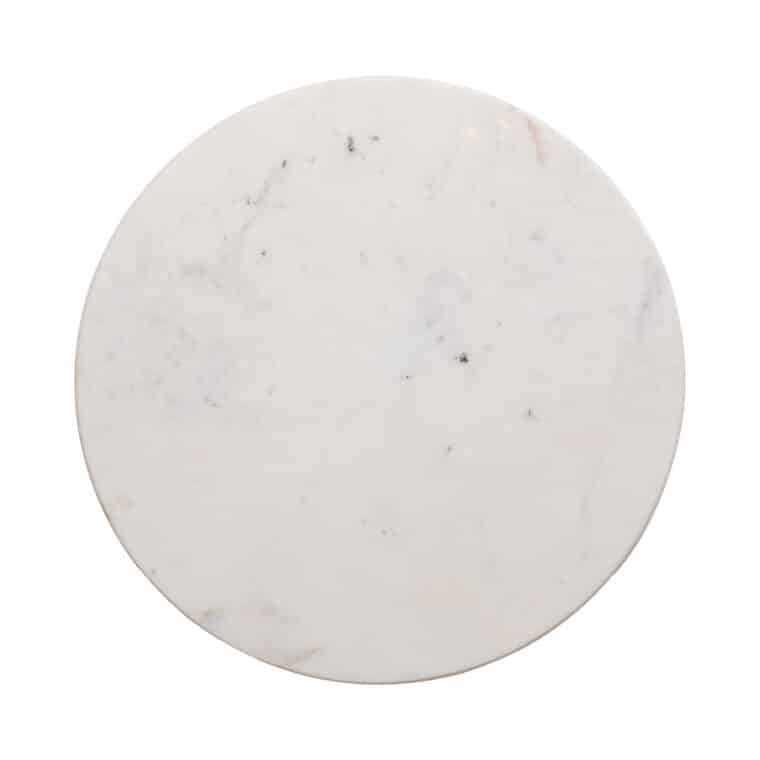 Round Textured White and Marble Side Table - Image 5
