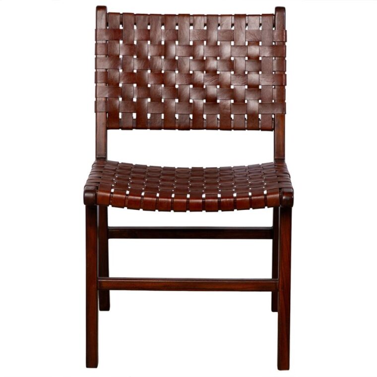 Hector Woven Leather Dining Chair - Image 3