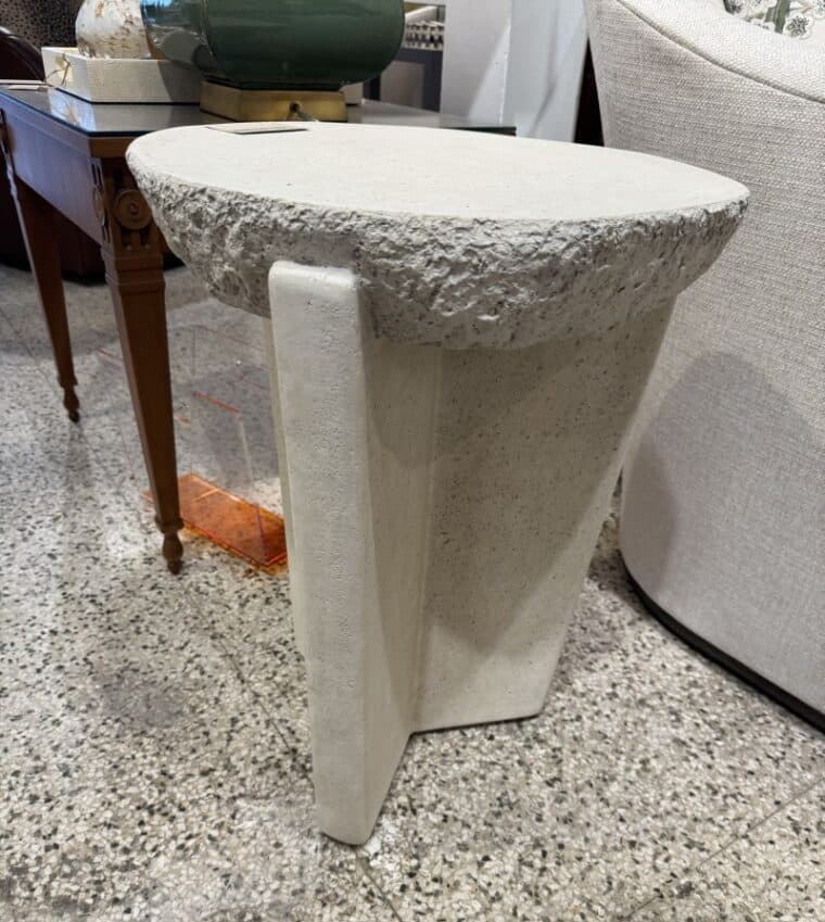Outdoor Aged White Faux Stone Table - Image 4