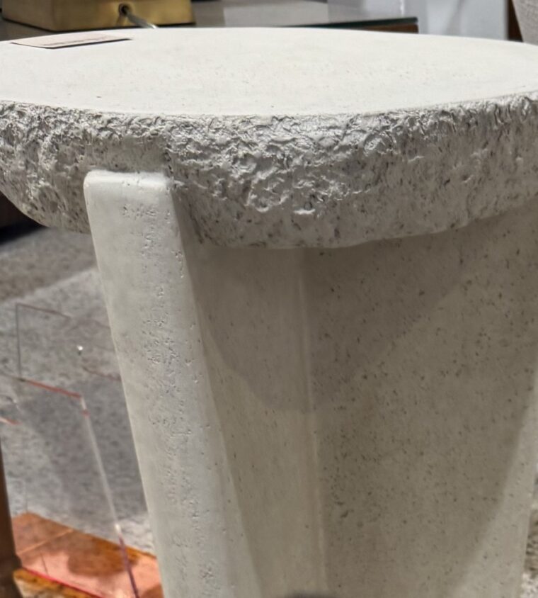 Outdoor Aged White Faux Stone Table - Image 3