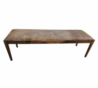 Walnut Bench with Pebbled Textured Leather