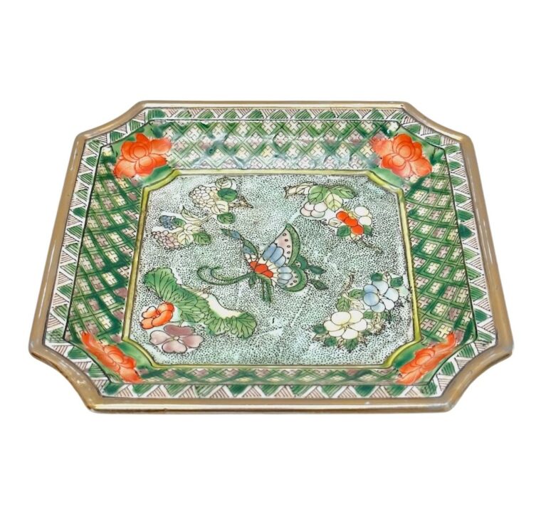 Vintage Ceramic Botanical Square Dish