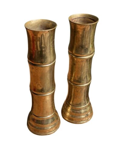 Pair of Vintage Mid-Century Brass Bamboo Vases