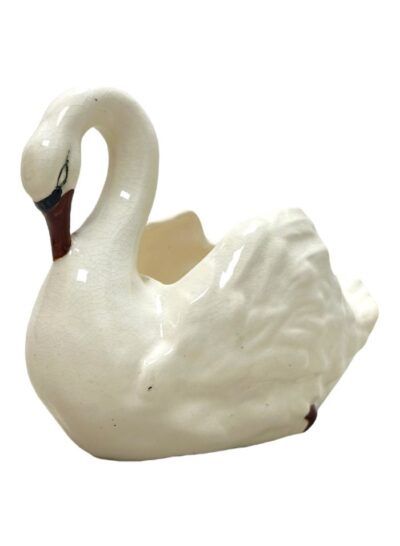 Vintage Porcelain Swan Cachepot