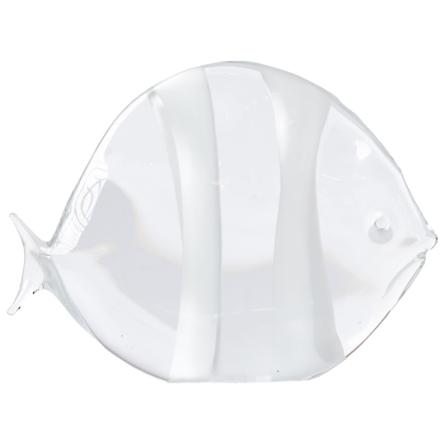 Close-up of Vintage Murano Glass Fish Sculpture with artist signature.