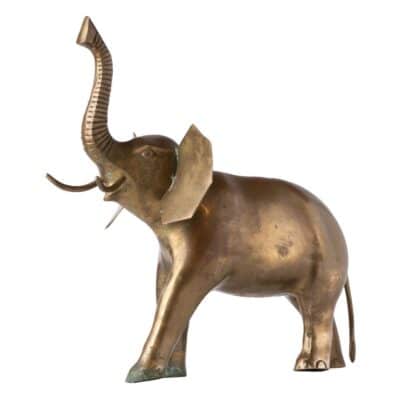 Vintage Brass Elephant with Raised Truck