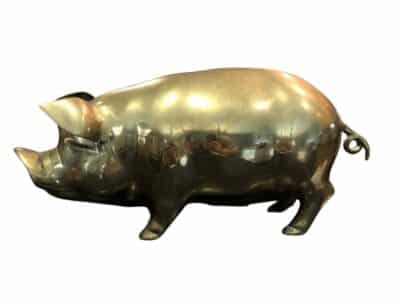 Large Heavy Vintage Brass Pig