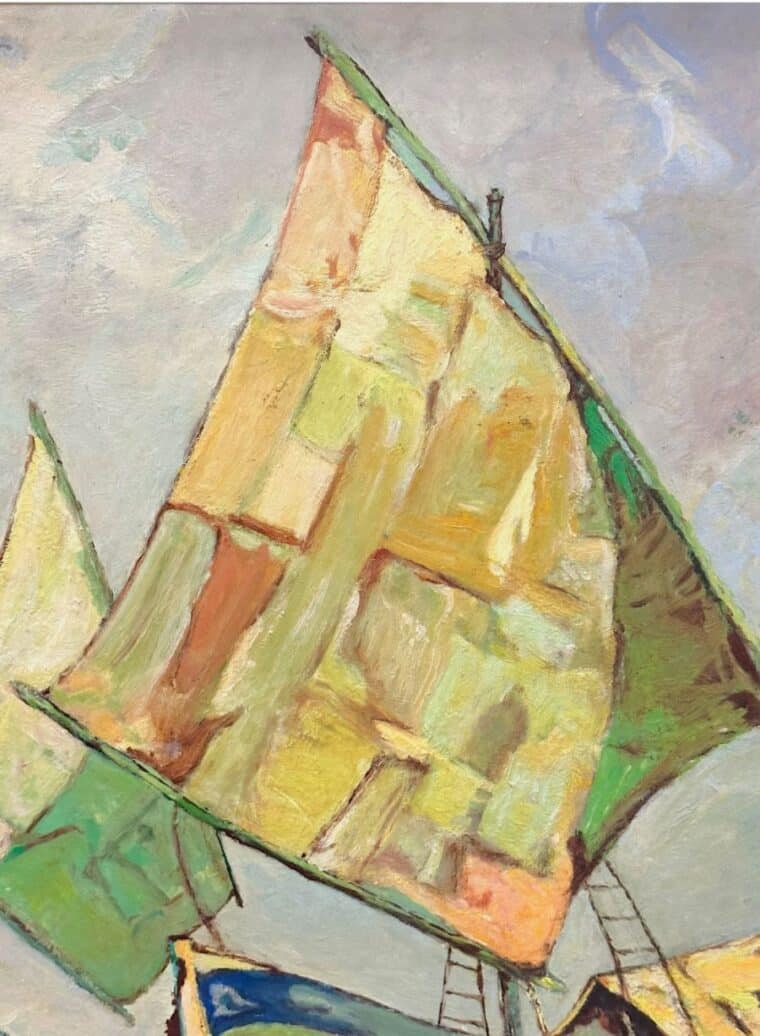 Vintage Impressionist Coastal Painting - Image 4
